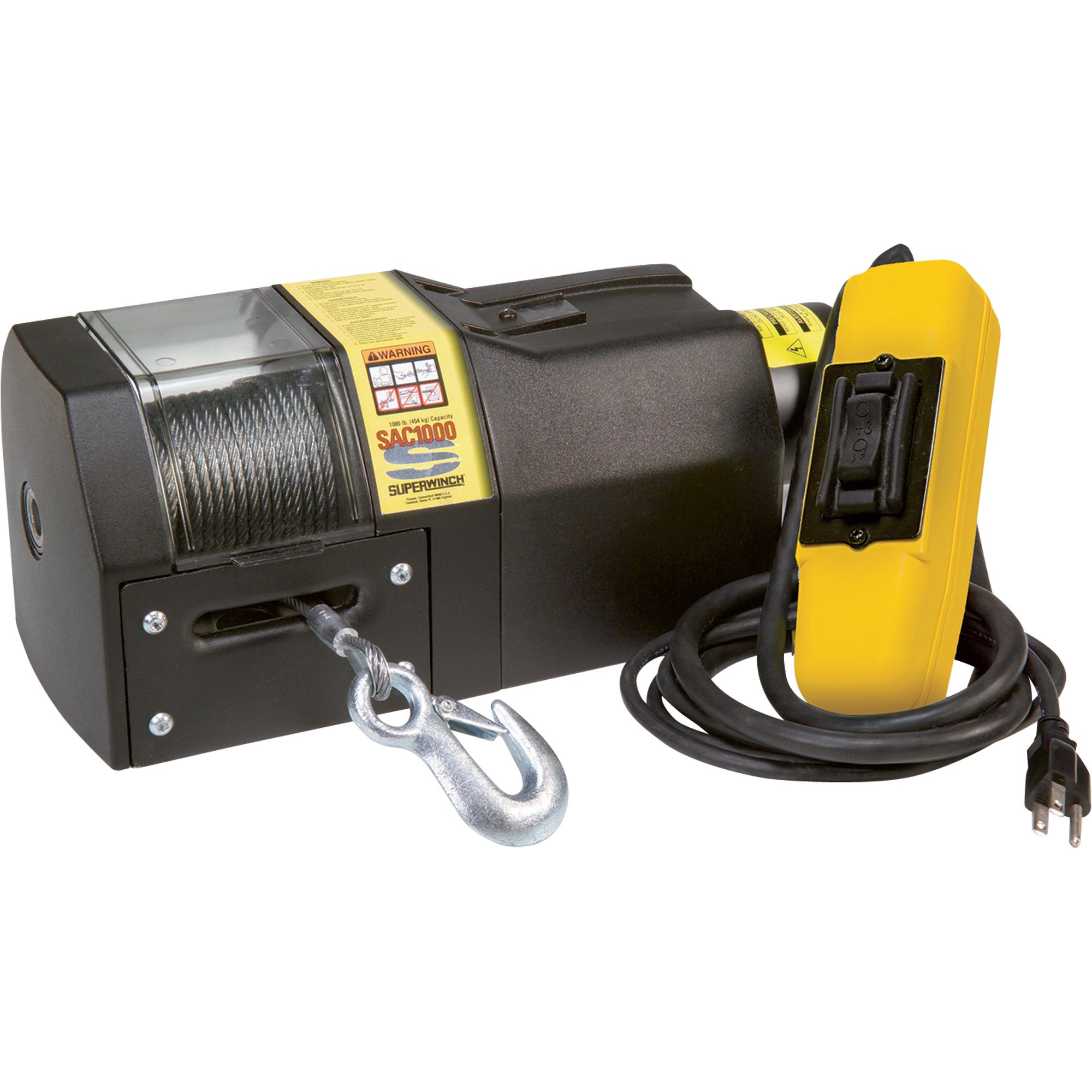 Superwinch 110/240 Volt AC Powered Electric Winch — 1000-Lb. Capacity, Galvanized Wire Rope, Model# SAC1000
